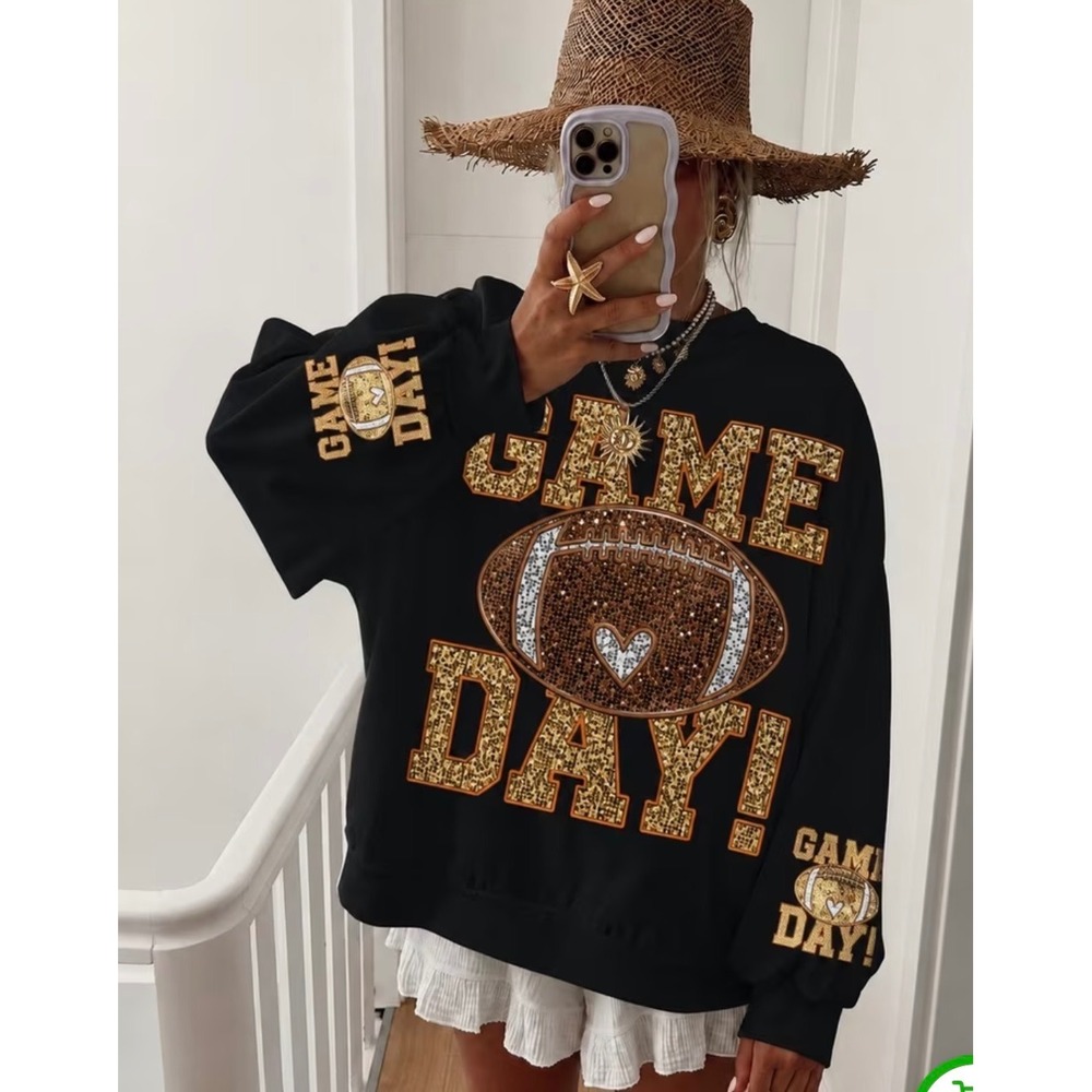 Nixeci Game Day Sweatshirt Women M Multi New Sequin Football Graphic Pullover